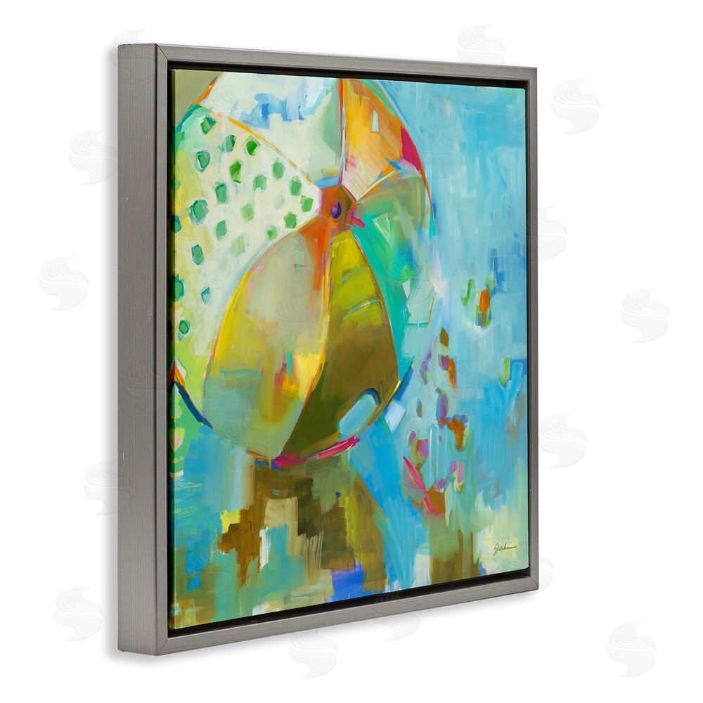 Liz Jardine Abstract Beach Ball Gray Floating Frame Canvas Wall Art Print