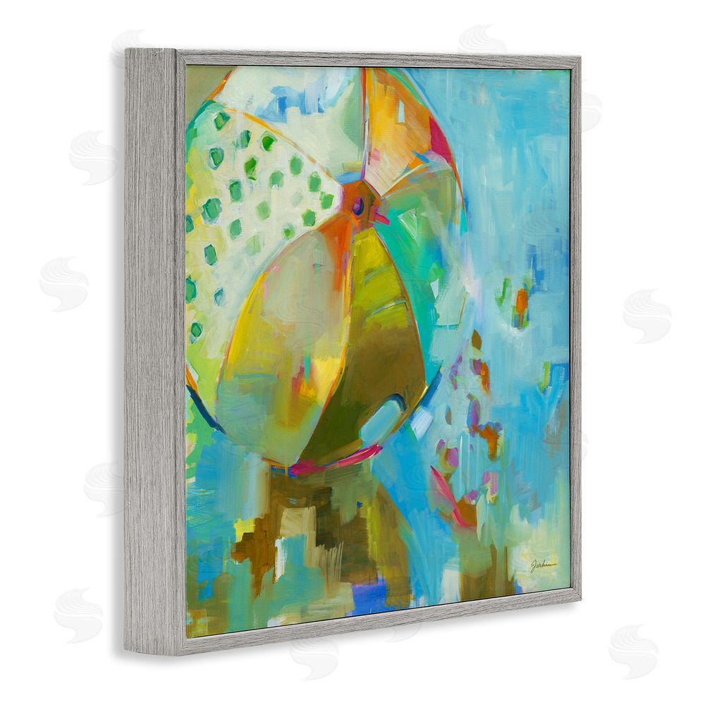Liz Jardine Abstract Beach Ball Gray Framed Glicee Wall Art Print