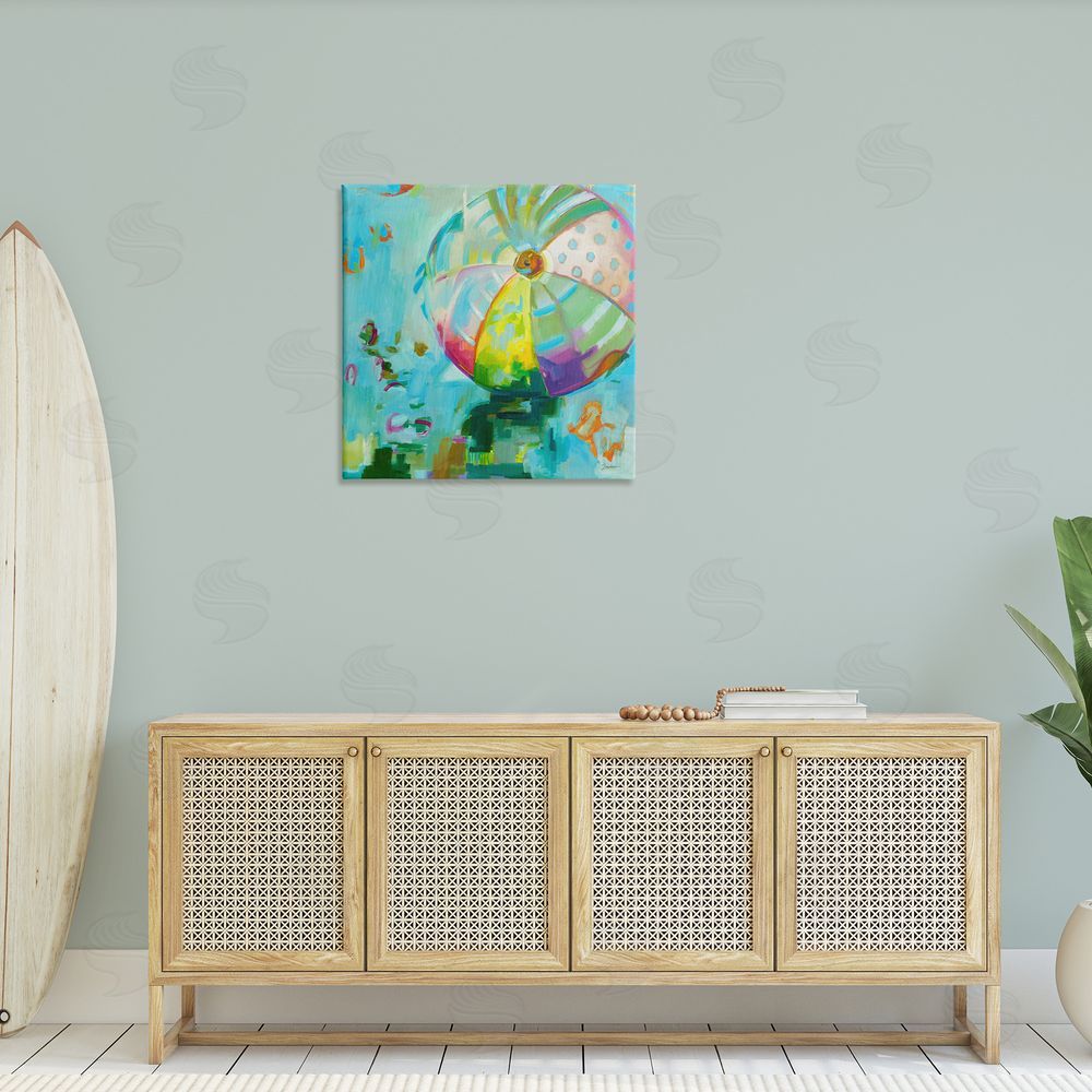 Liz Jardine Modern Beach Ball Pattern Canvas Wall Art in Room