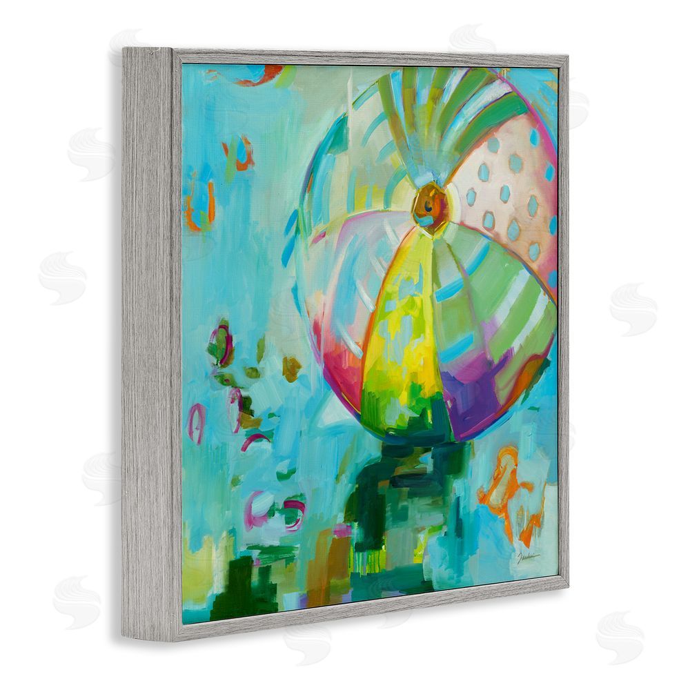 Liz Jardine Modern Beach Ball Pattern Gray Framed Glicee Wall Art Print