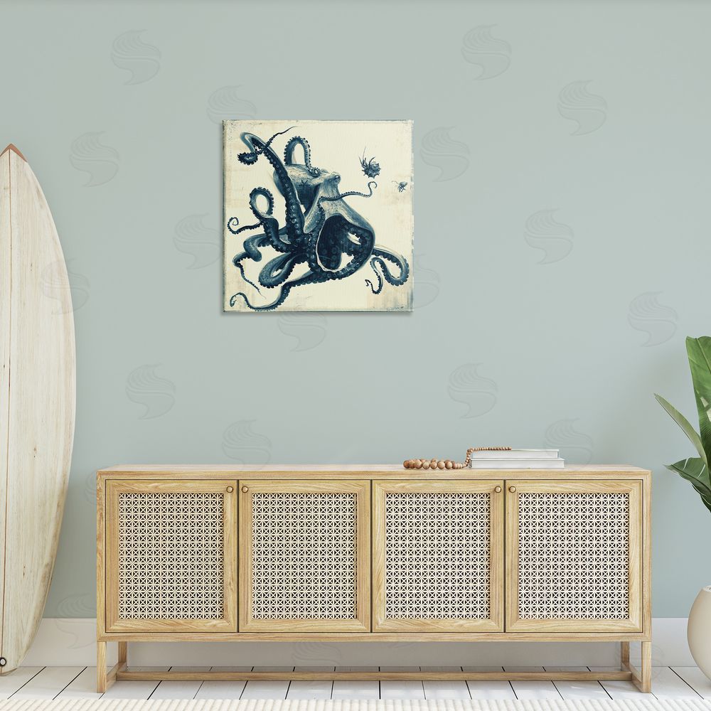 Vlad Mel Vintage Maritime Octopus Canvas Wall Art in Room