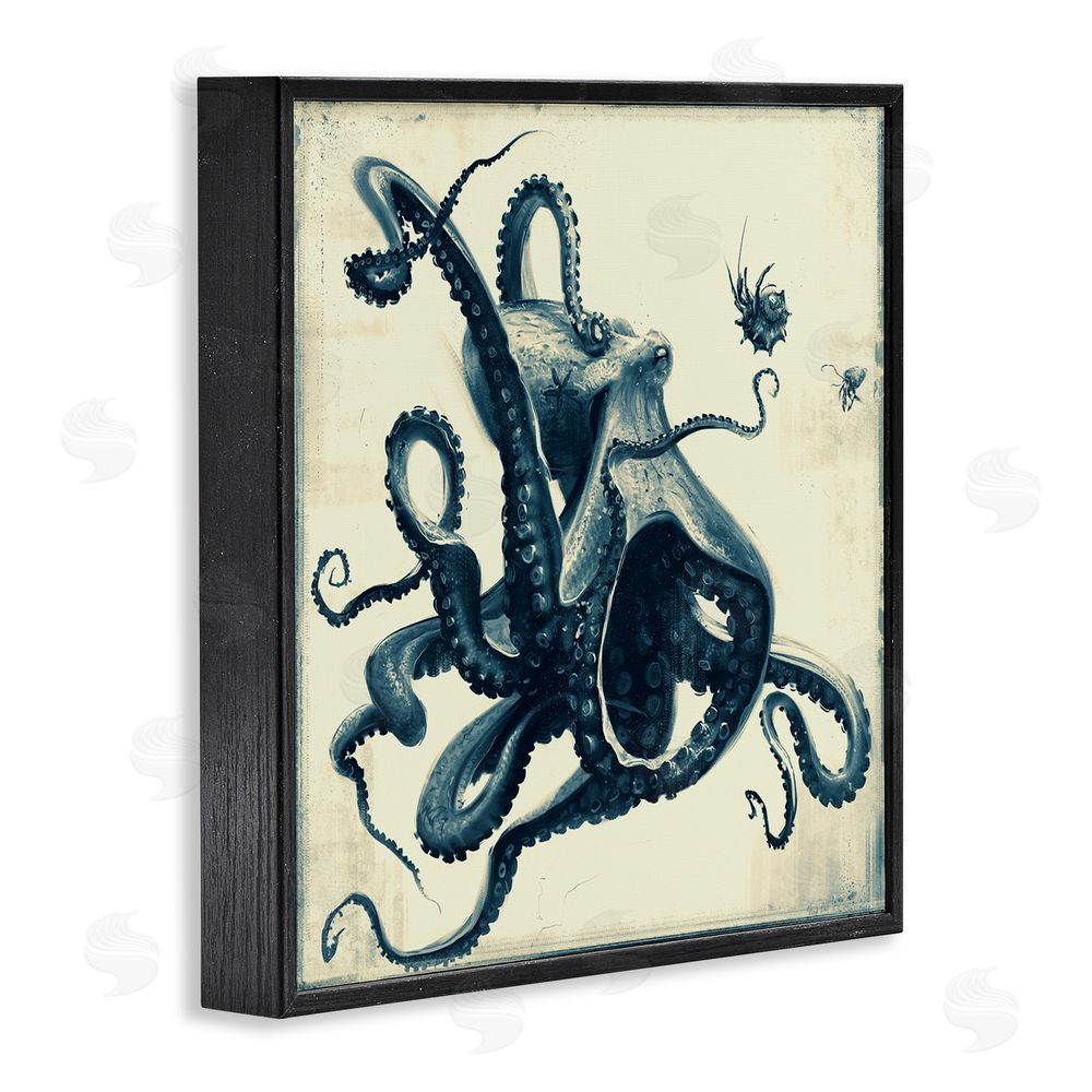 Vlad Mel Vintage Maritime Octopus Black Framed Glicee Wall Art Print