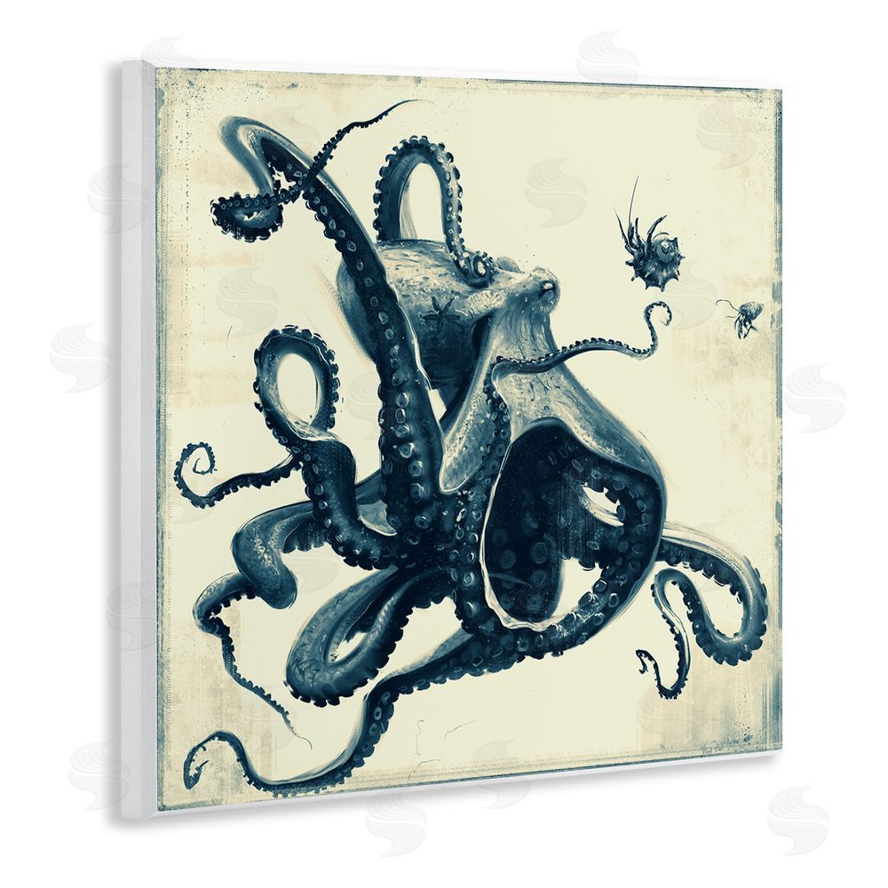 Vlad Mel Vintage Maritime Octopus Wooden Wall Plaque Art Print
