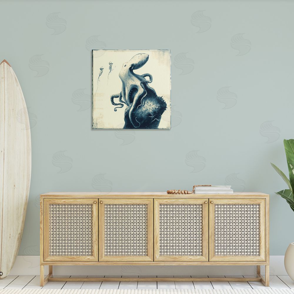 Vlad Mel Vintage Octopus & Jellyfish Canvas Wall Art in Room
