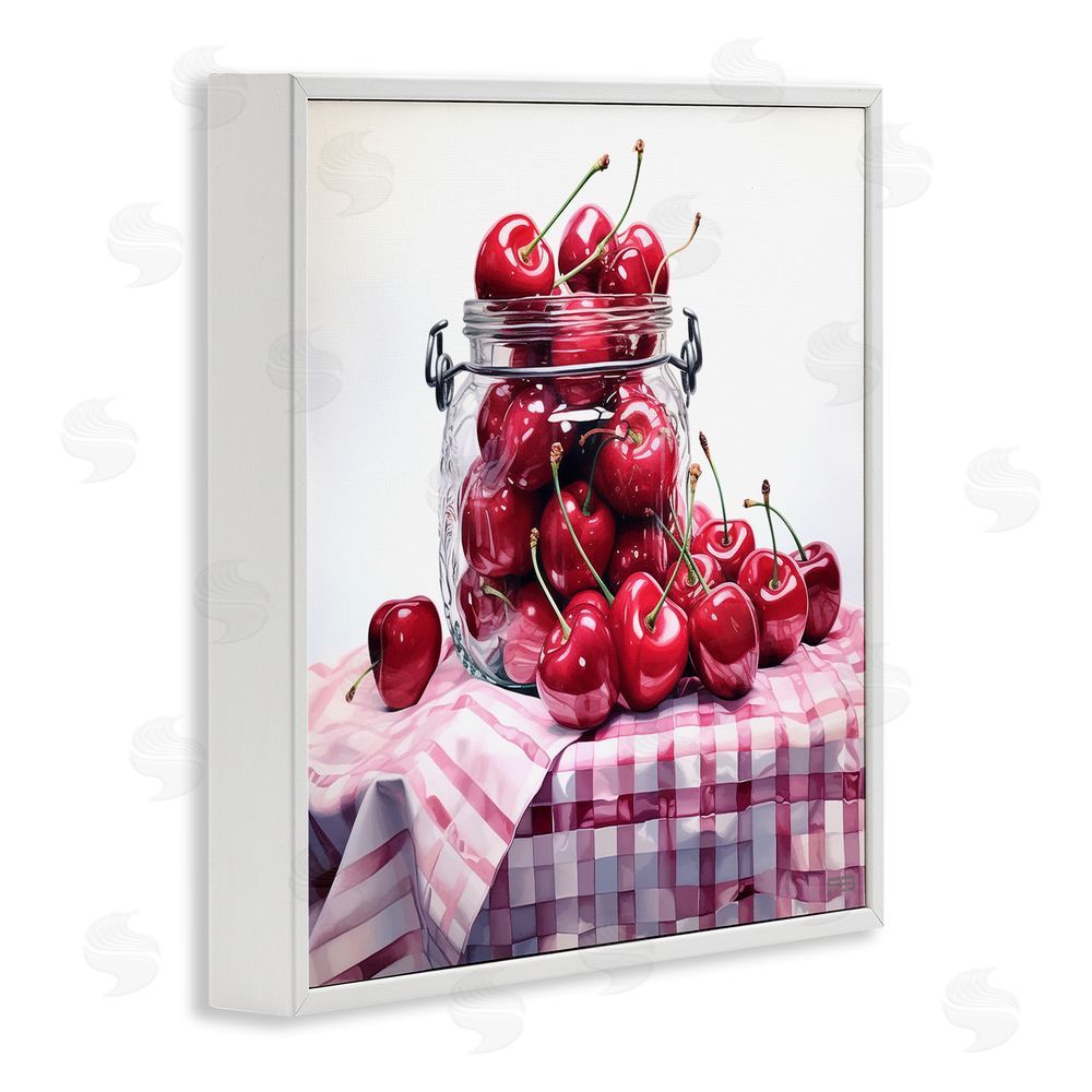 RB Cherries in Country Jar White Framed Glicee Wall Art Print