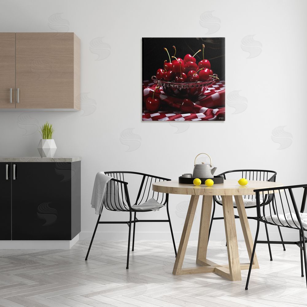RB Plump Cherries Still Life Canvas Wall Art in Room