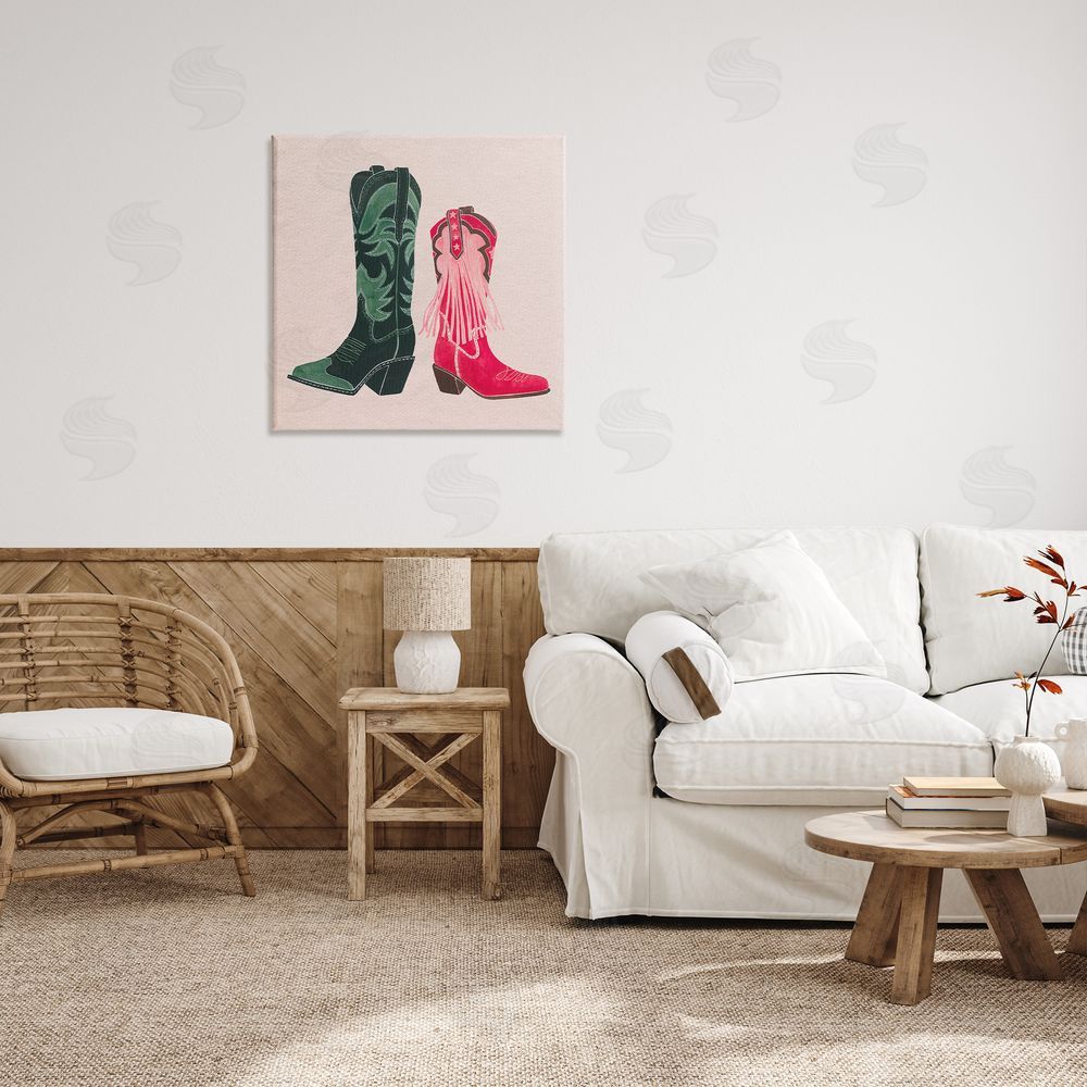 Grace Popp Cowboy & Cowgirl Boots Canvas Wall Art in Room