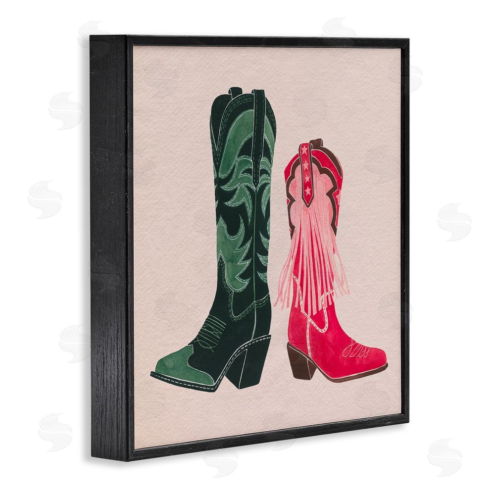 Grace Popp Cowboy & Cowgirl Boots Black Framed Glicee Wall Art Print