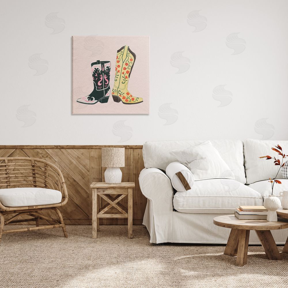Grace Popp Patterned Equestrian Boots Canvas Wall Art in Room