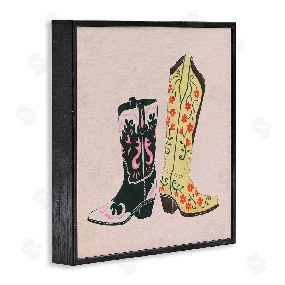 Grace Popp Patterned Equestrian Boots Black Framed Glicee Wall Art Print