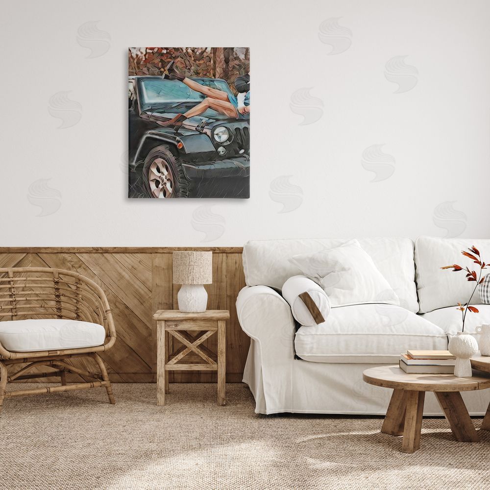 Jesse Keith Cowgirl on Car Hood