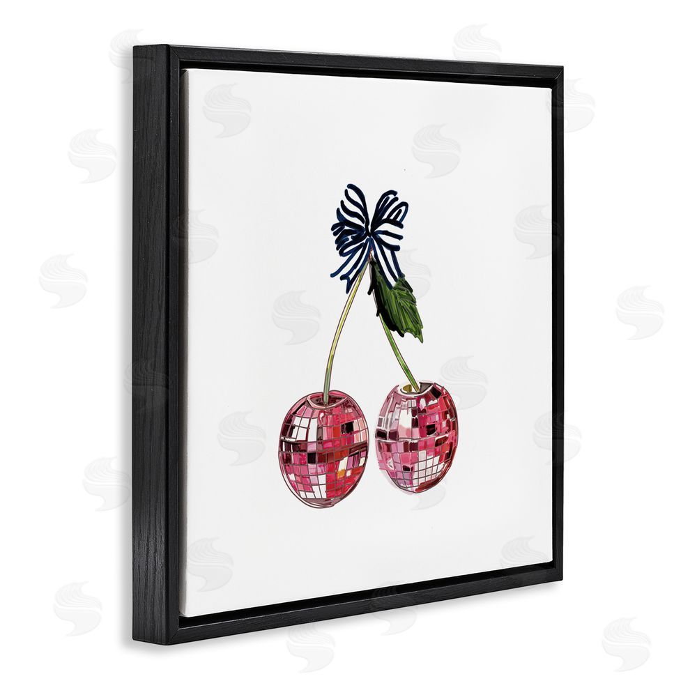 Amelia Noyes Disco Ball Cherries Black Floating Frame Canvas Wall Art Print