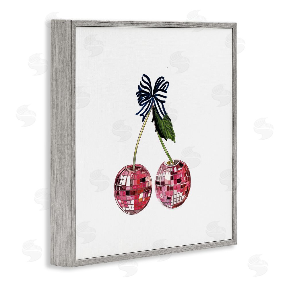 Amelia Noyes Disco Ball Cherries Gray Framed Glicee Wall Art Print