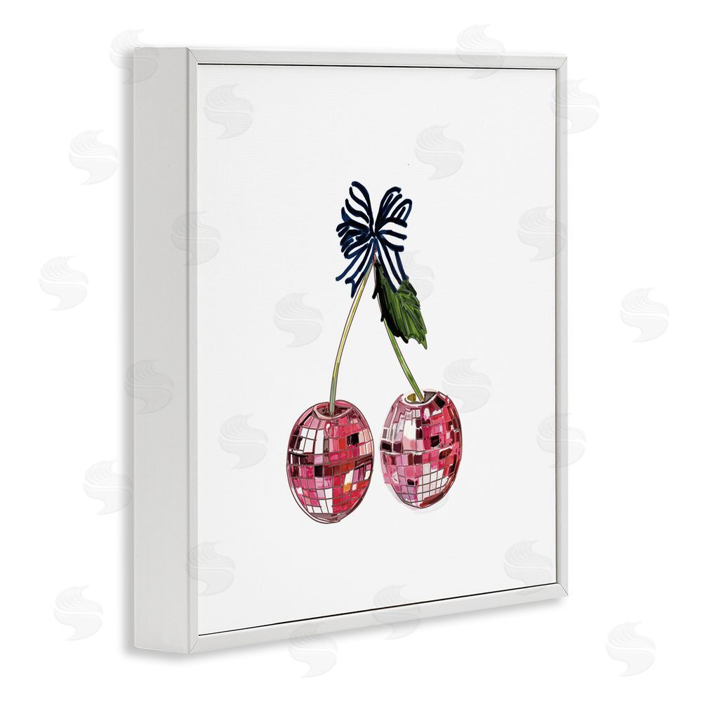 Amelia Noyes Disco Ball Cherries White Framed Glicee Wall Art Print