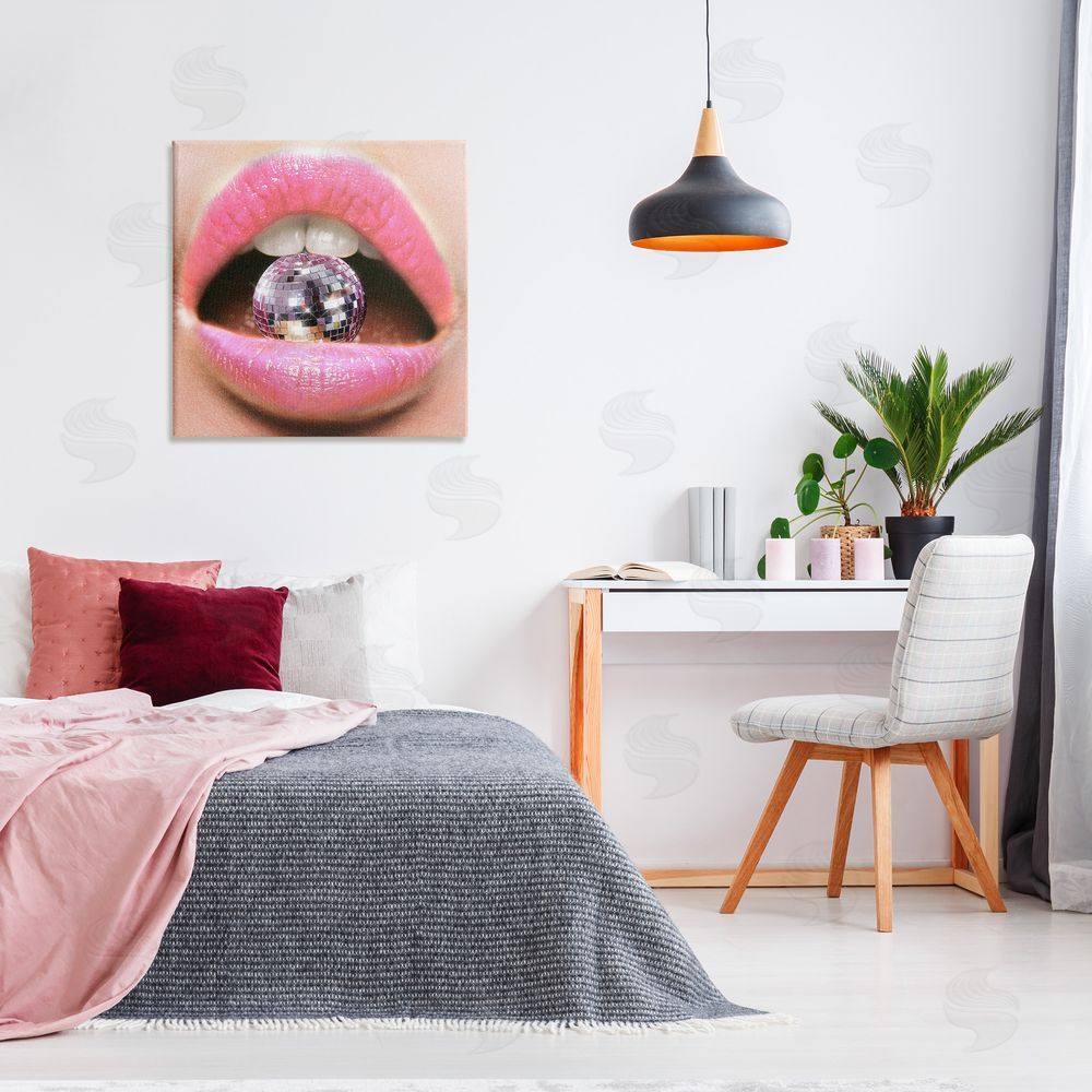 Ziwei Li Biting Disco Ball Canvas Wall Art in Room