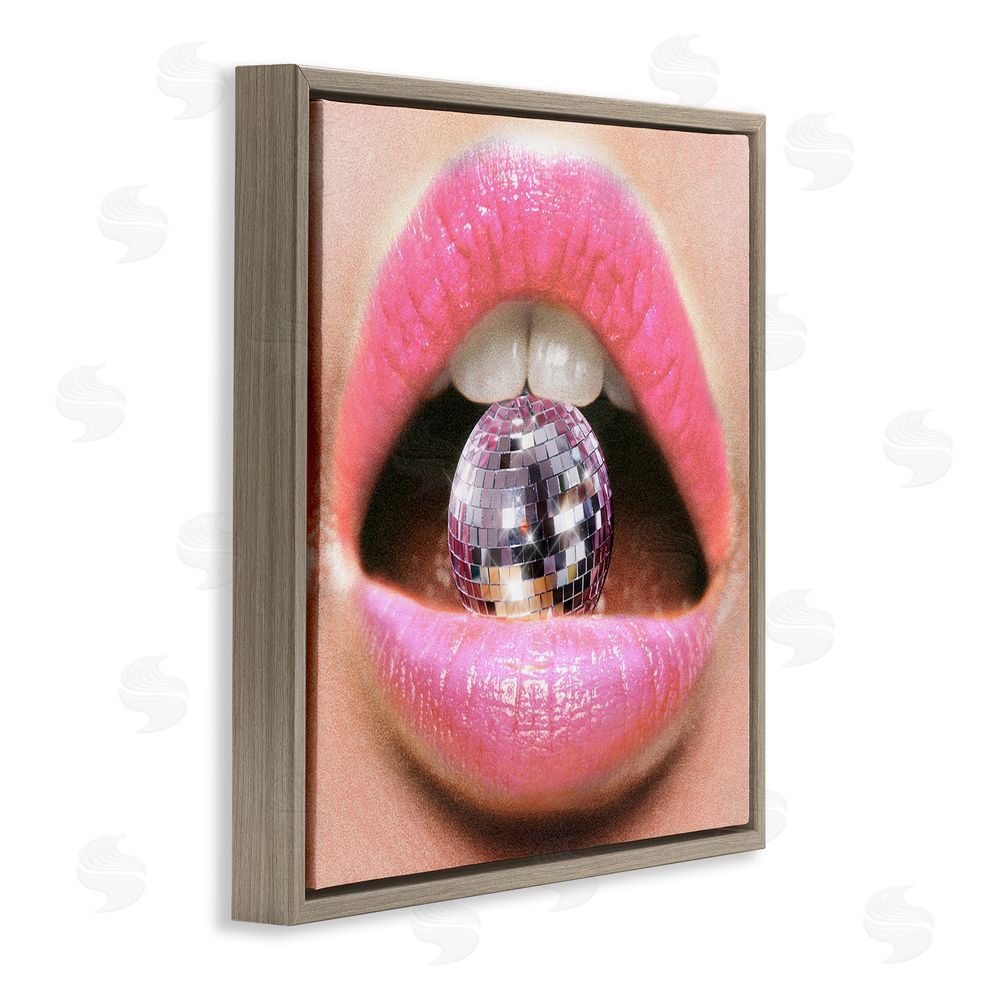 Ziwei Li Biting Disco Ball Brown Floating Frame Canvas Wall Art Print