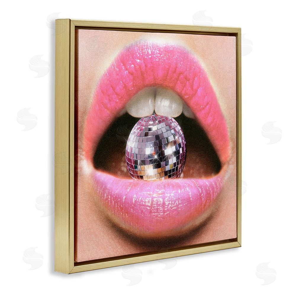 Ziwei Li Biting Disco Ball Gold Floating Frame Canvas Wall Art Print