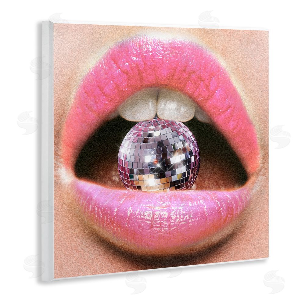 Ziwei Li Biting Disco Ball Wooden Wall Plaque Art Print