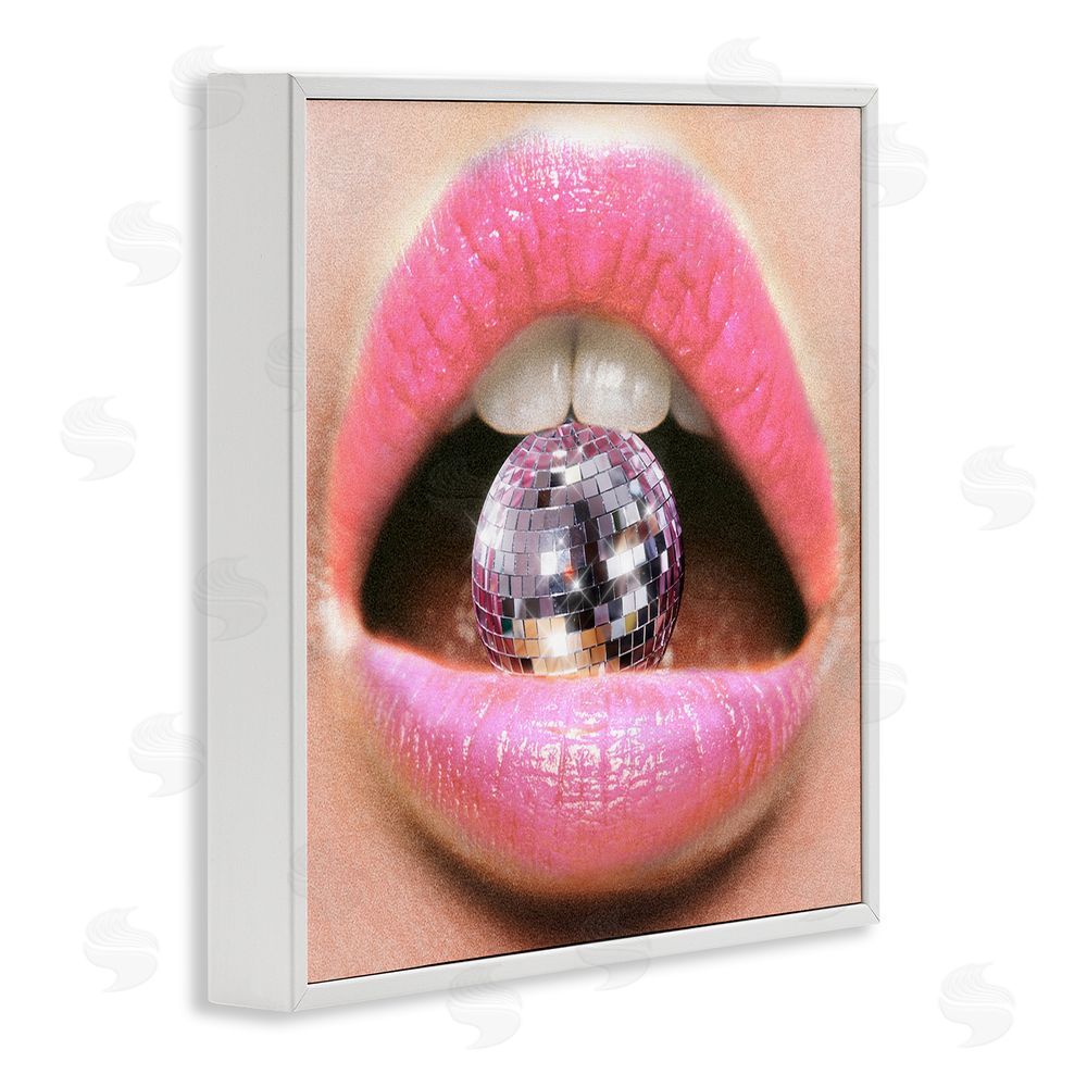 Ziwei Li Biting Disco Ball White Framed Glicee Wall Art Print