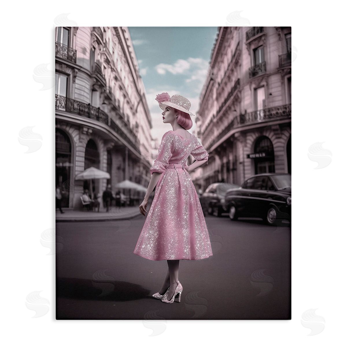 Ziwei Li Vintage Fashion in City Canvas Wall Art Print