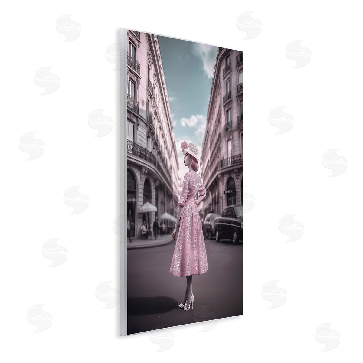 Ziwei Li Vintage Fashion in City Wooden Wall Plaque Art Print