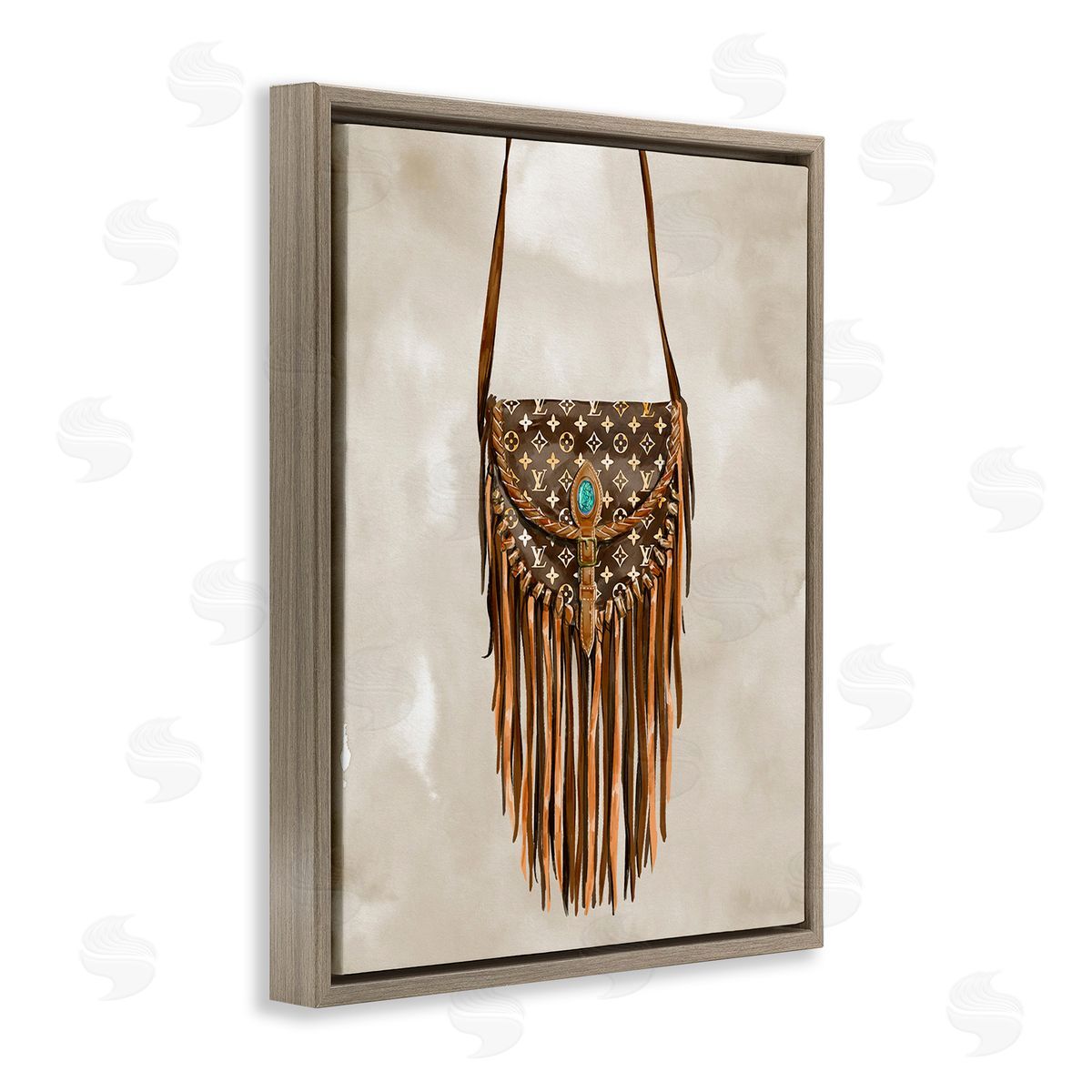 Ziwei Li Boho Designer Purse Brown Floating Frame Canvas Wall Art Print