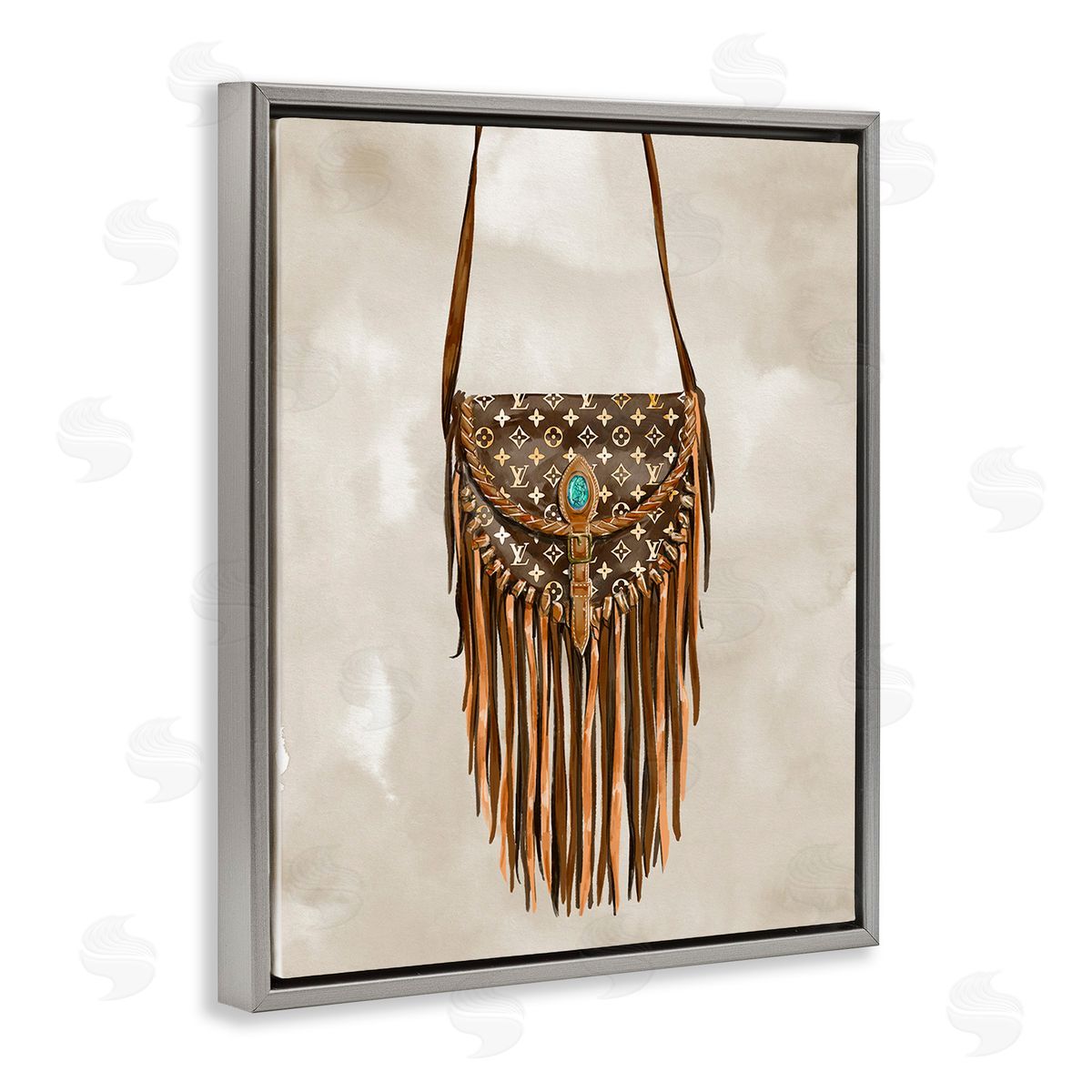 Ziwei Li Boho Designer Purse Gray Floating Frame Canvas Wall Art Print