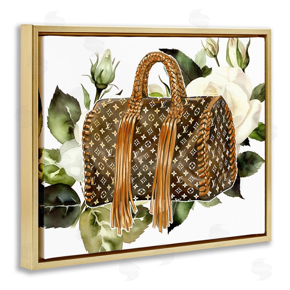 Ziwei Li Designer Purse with Roses Gold Floating Frame Canvas Wall Art Print