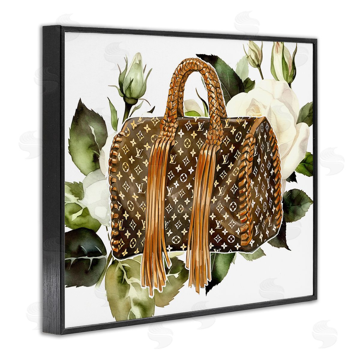 Ziwei Li Designer Purse with Roses Black Framed Giclee Wall Art Print