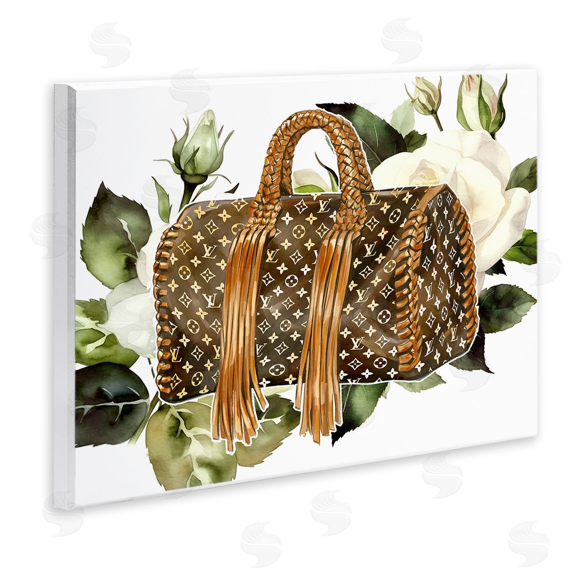 Ziwei Li Designer Purse with Roses Wooden Wall Plaque Art Print