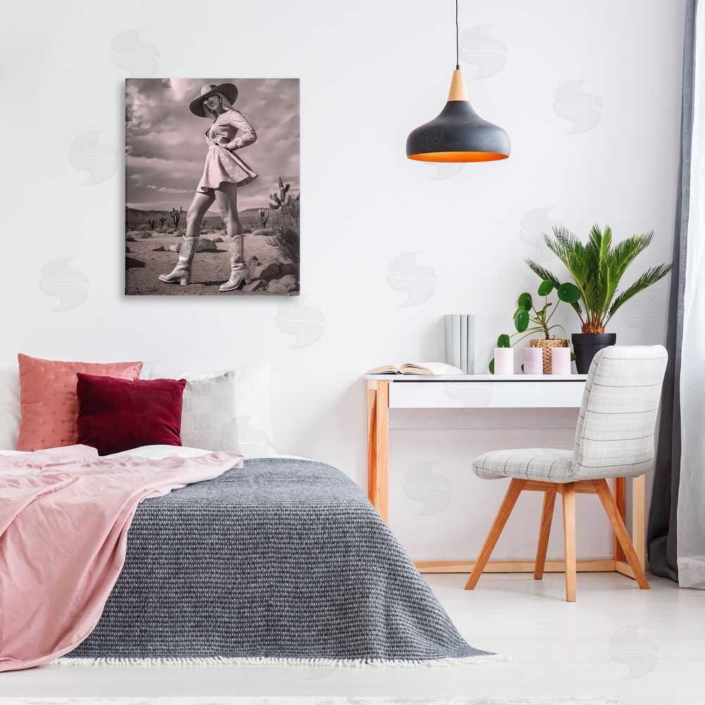 Ziwei Li Glam Cowgirl in Dress Canvas Wall Art Print in Room