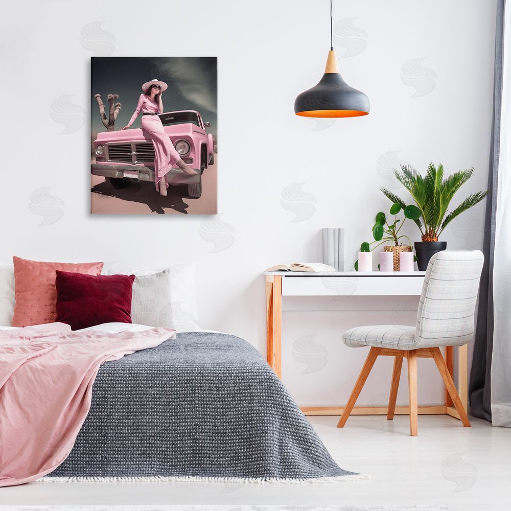 Ziwei Li Glam Woman in Desert Canvas Wall Art Print in Room
