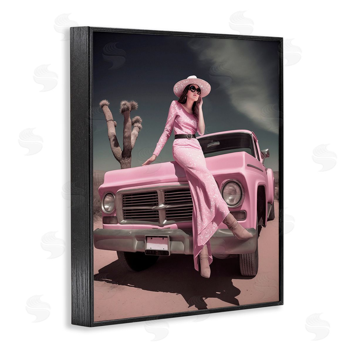 Ziwei Li Glam Woman in Desert Black Framed Giclee Wall Art Print