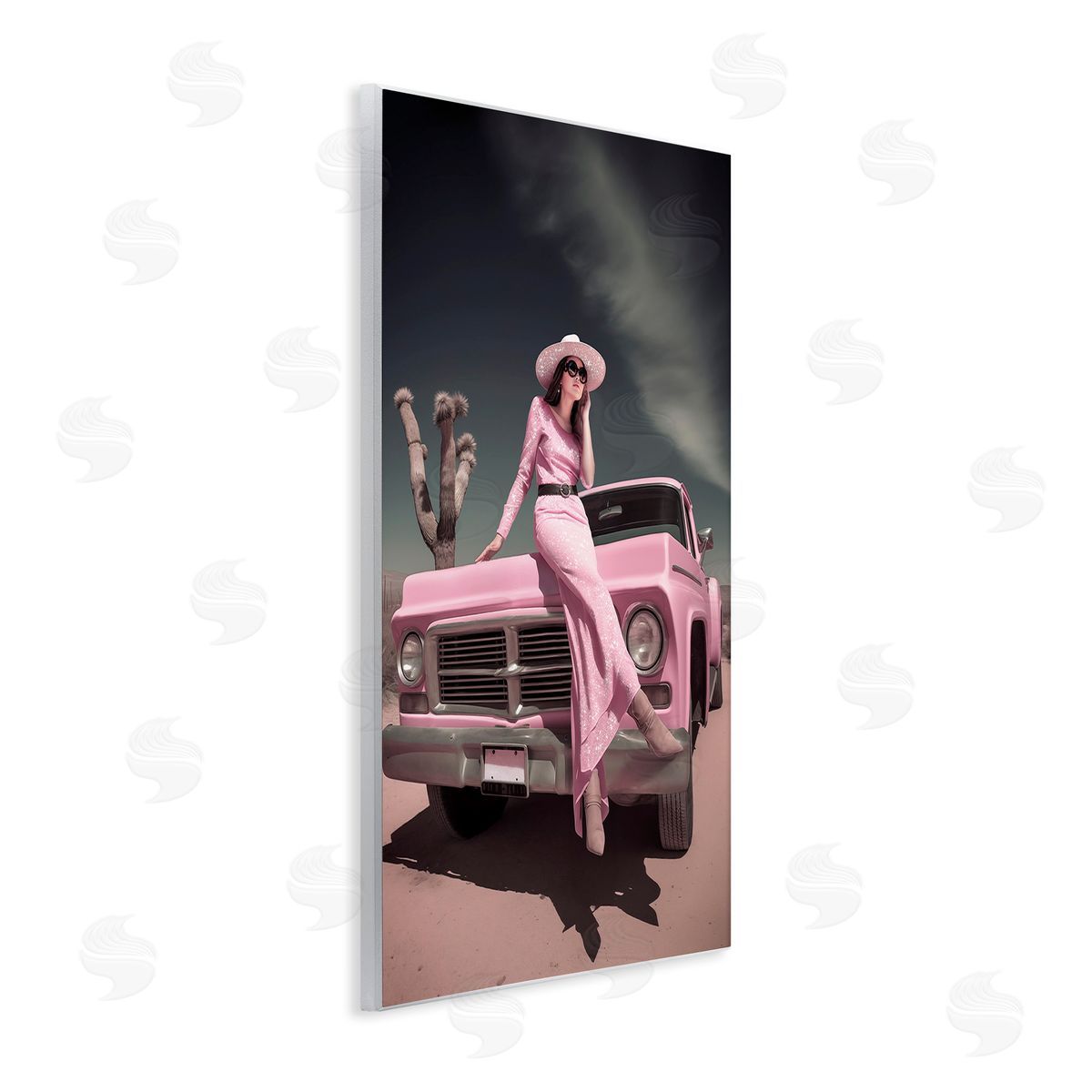 Ziwei Li Glam Woman in Desert Wooden Wall Plaque Art Print