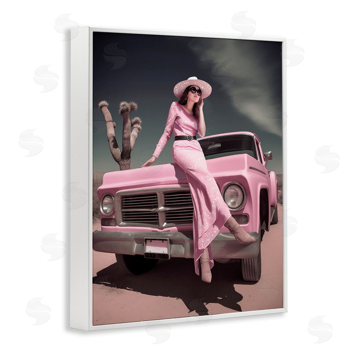 Ziwei Li Glam Woman in Desert White Framed Giclee Wall Art Print