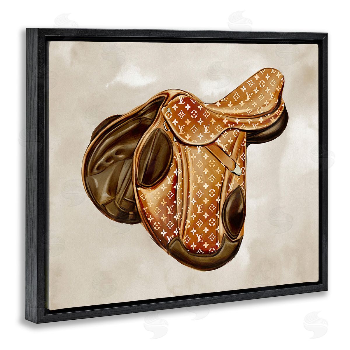 Ziwei Li Designer Horseback Saddle Black Floating Frame Canvas Wall Art Print