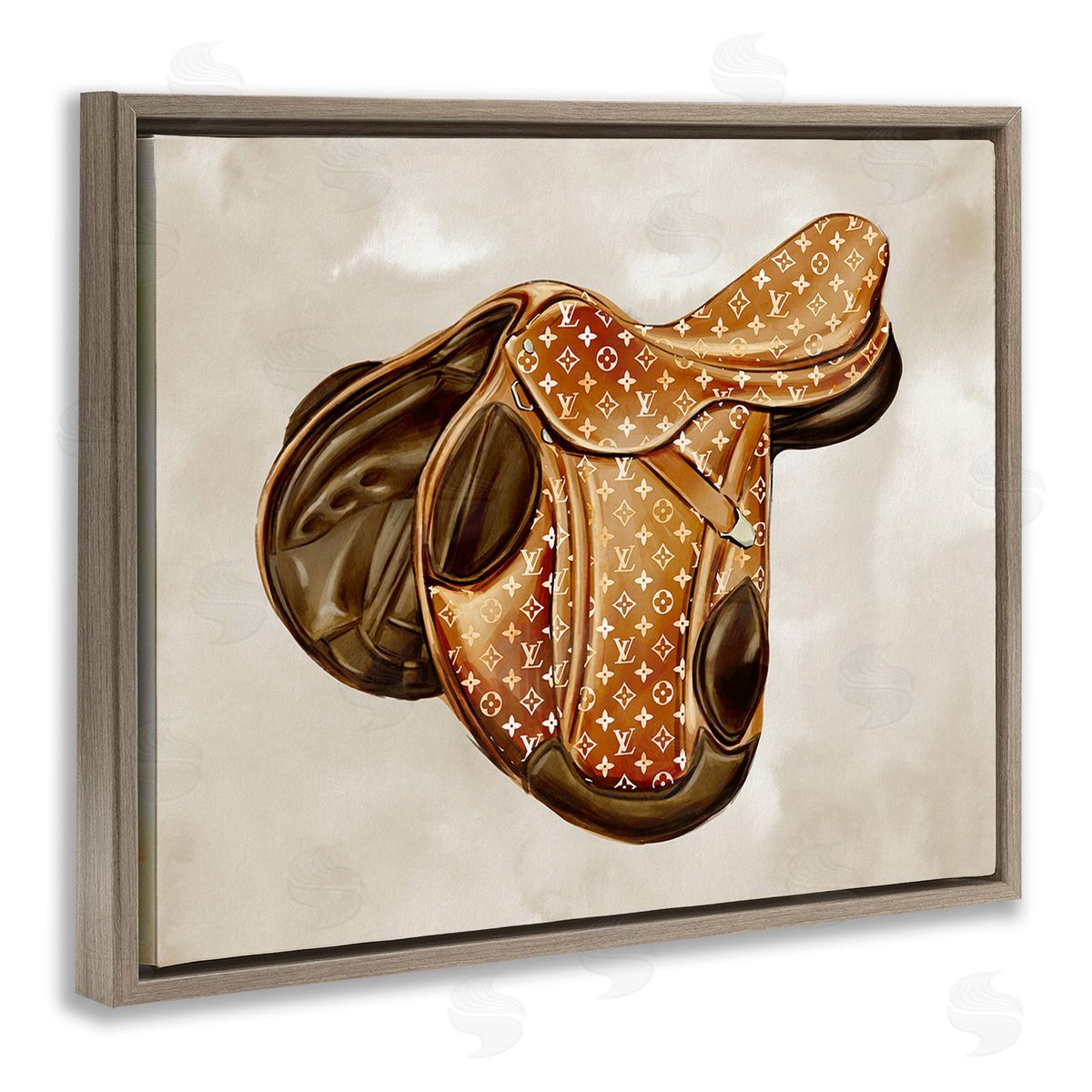 Ziwei Li Designer Horseback Saddle Brown Floating Frame Canvas Wall Art Print