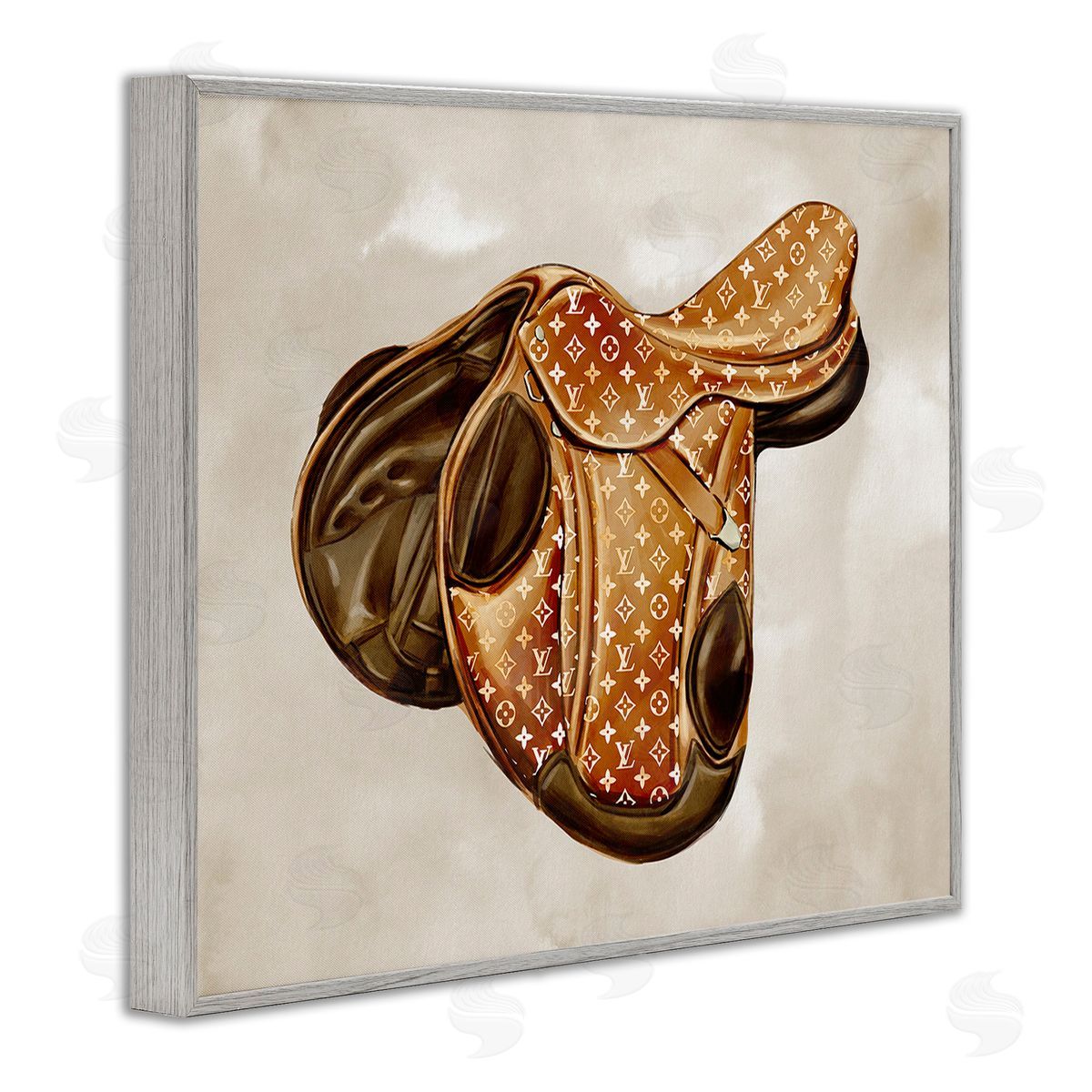 Ziwei Li Designer Horseback Saddle Gray Framed Giclee Wall Art Print