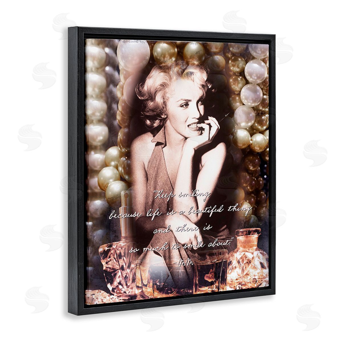 Graffitee Studios Inspirational Smile Quote Black Floating Frame Canvas Wall Art Print