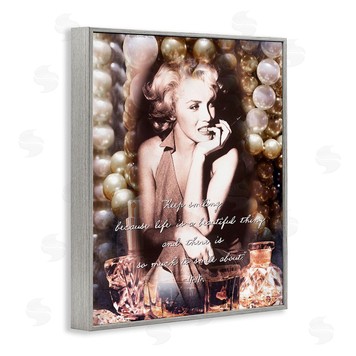 Graffitee Studios Inspirational Smile Quote Gray Framed Giclee Wall Art Print