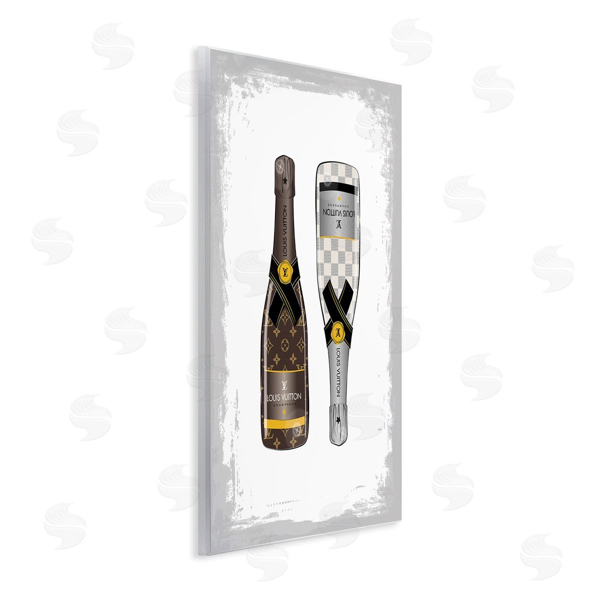 Martina Pavlova Patterned Champagne Bottles Wooden Wall Plaque Art Print