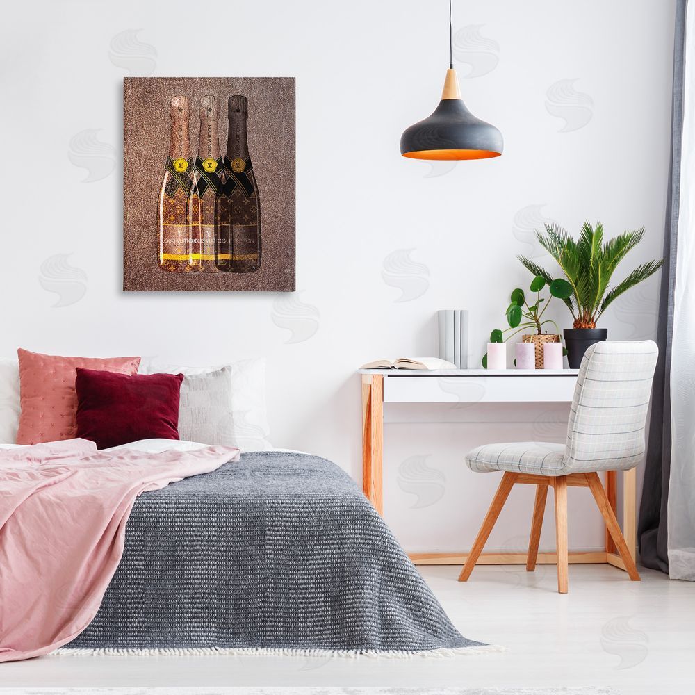 Martina Pavlova Abstract Brown Wine Bottles Canvas Wall Art Print in Room