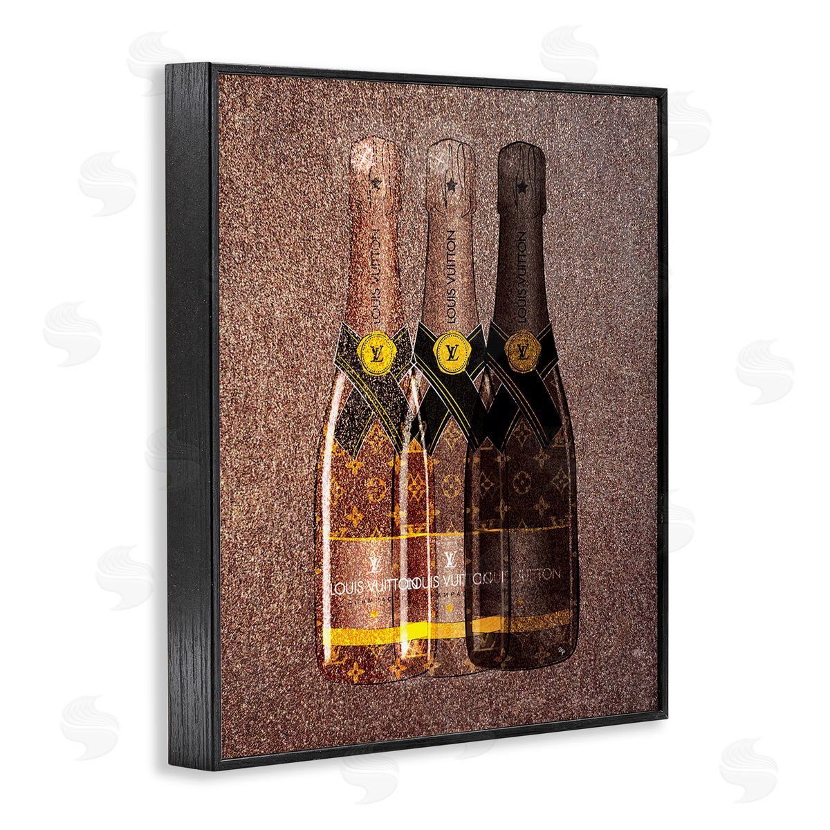 Martina Pavlova Abstract Brown Wine Bottles Black Framed Giclee Wall Art Print