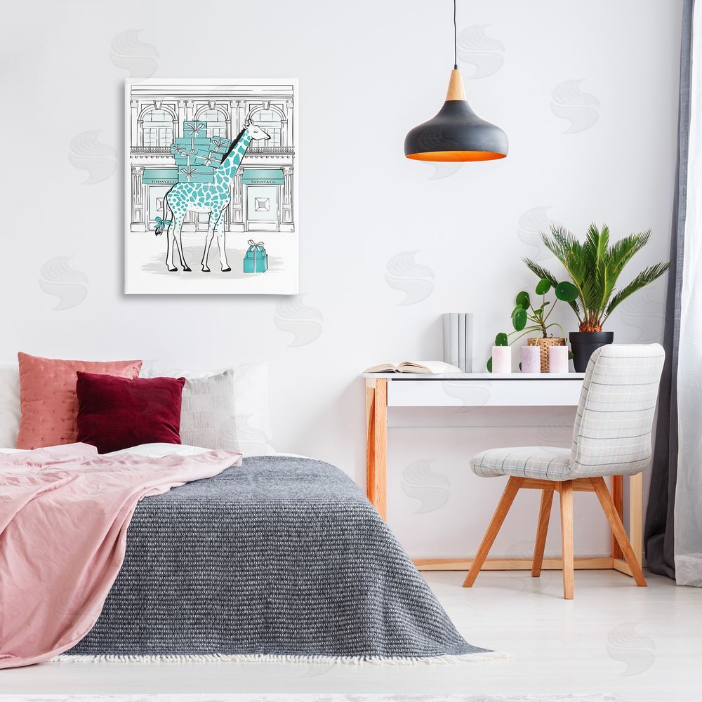 Martina Pavlova Giraffe at Glam Storefront Canvas Wall Art Print in Room