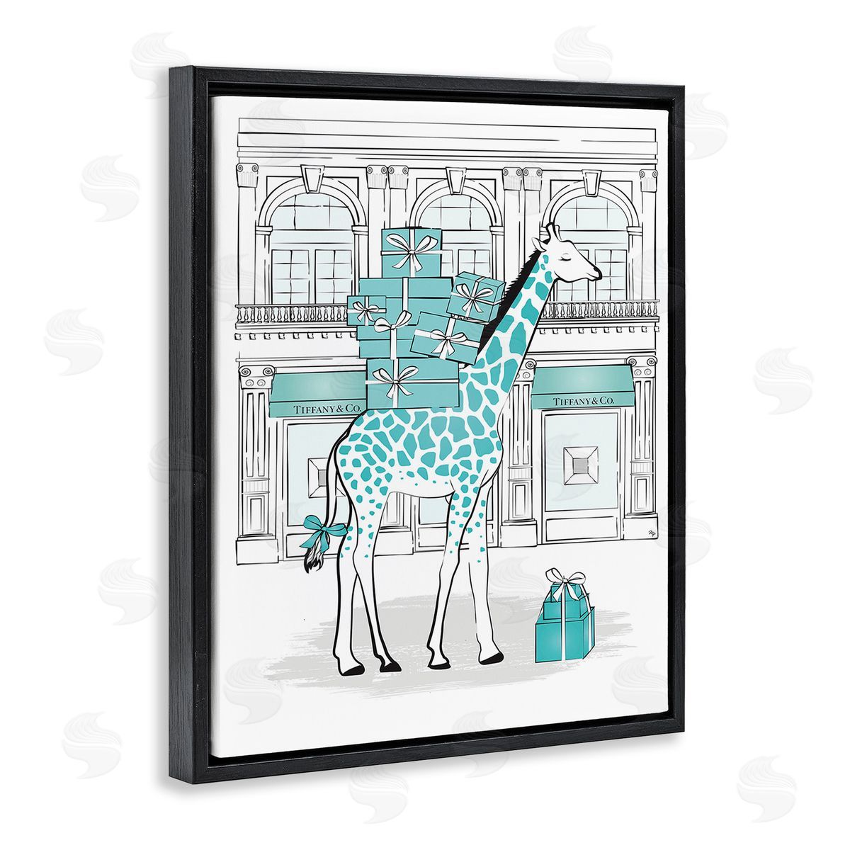 Martina Pavlova Giraffe at Glam Storefront Black Floating Frame Canvas Wall Art Print