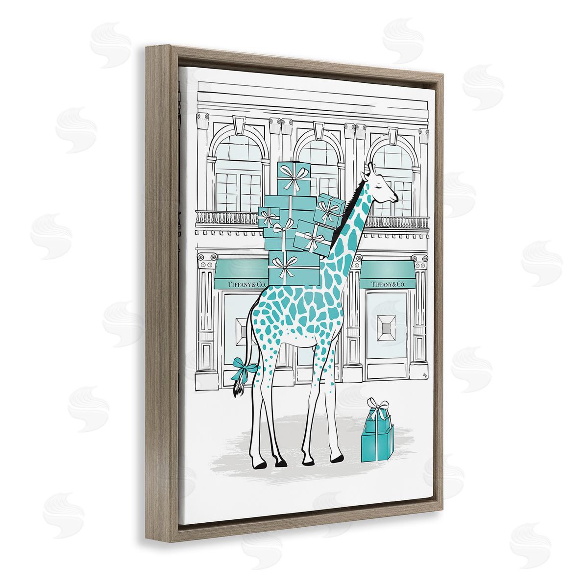 Martina Pavlova Giraffe at Glam Storefront Brown Floating Frame Canvas Wall Art Print