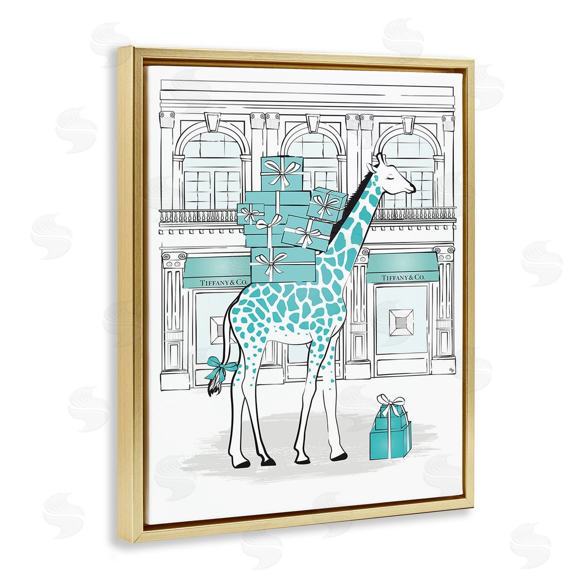 Martina Pavlova Giraffe at Glam Storefront Gold Floating Frame Canvas Wall Art Print
