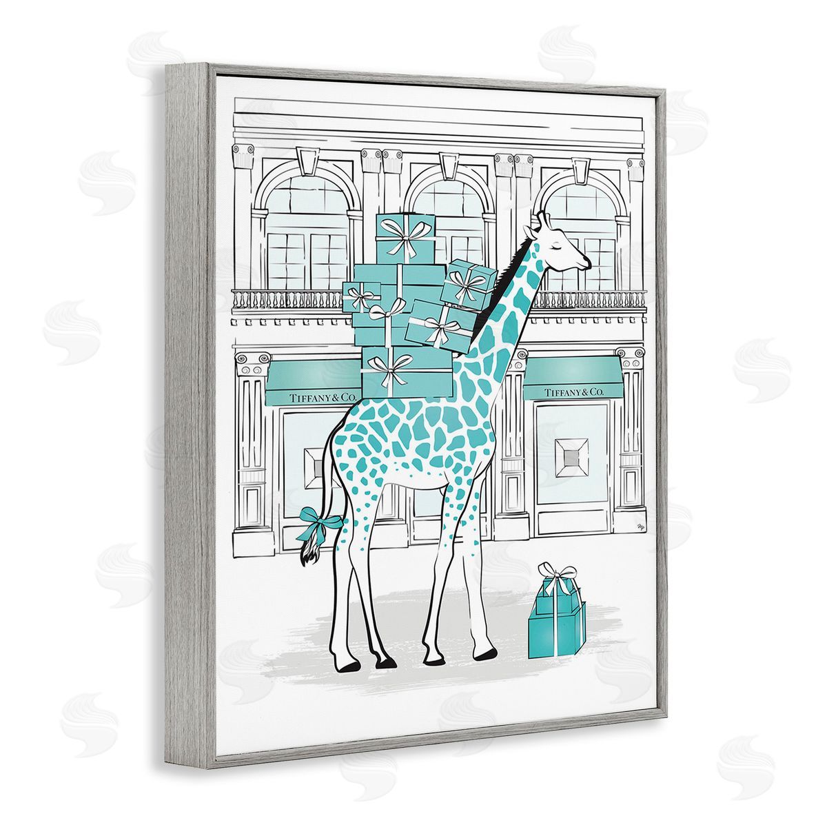 Martina Pavlova Giraffe at Glam Storefront Gray Framed Giclee Wall Art Print