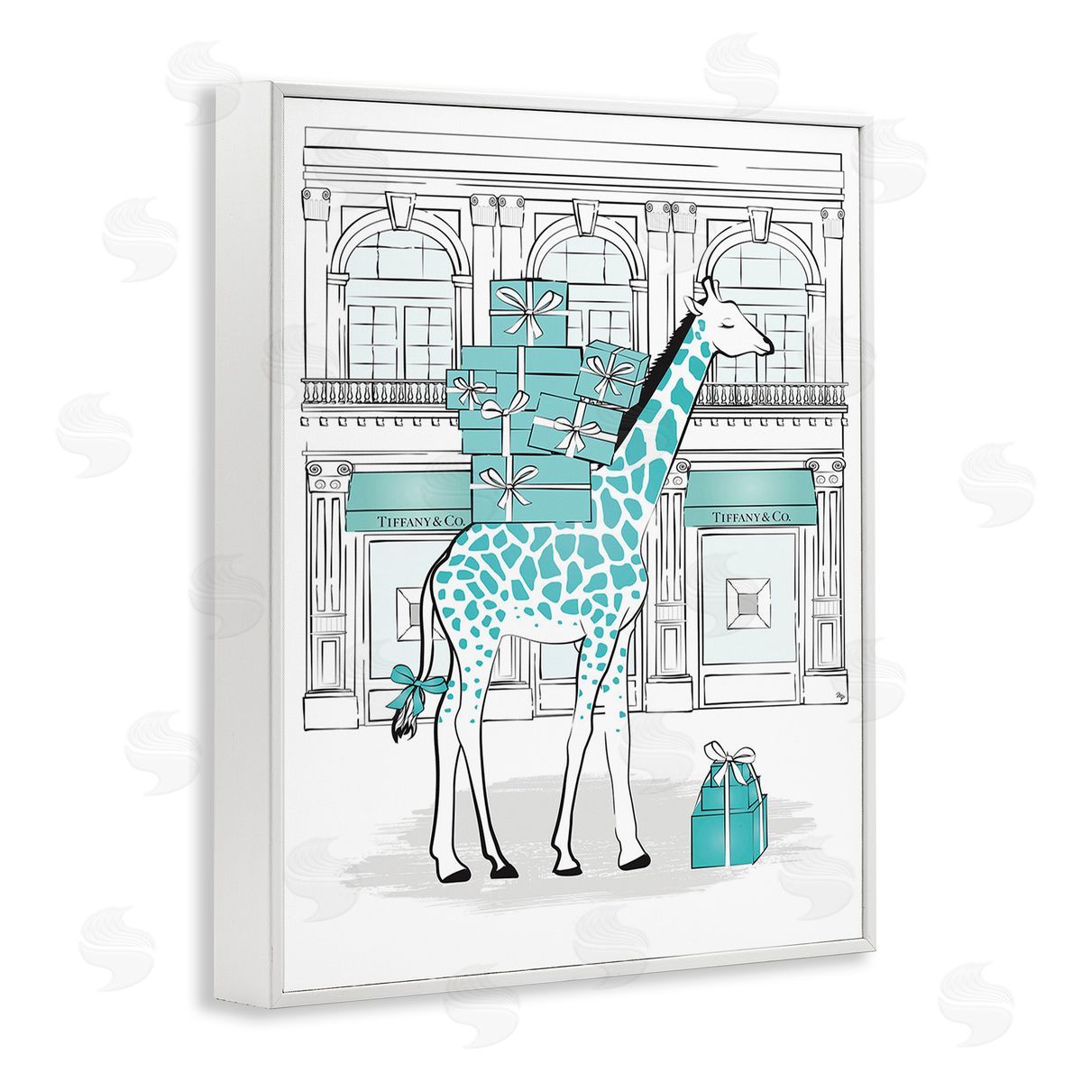 Martina Pavlova Giraffe at Glam Storefront White Framed Giclee Wall Art Print