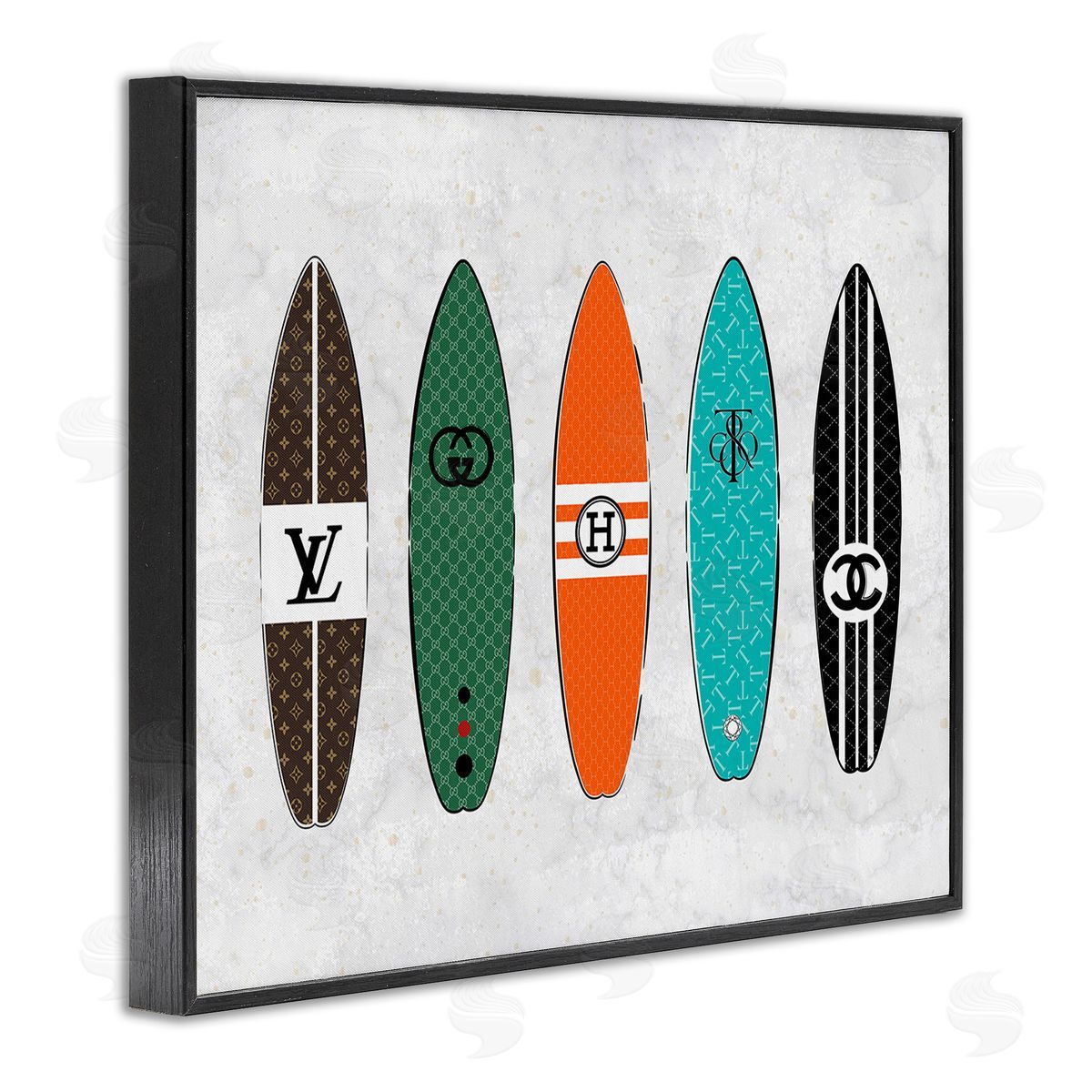 Martina Pavlova Nautical Glam Surfboards Black Framed Giclee Wall Art Print